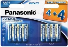 PANASONIC Alkalické baterie Evolta Platinum 4+4F AA 1,5V (Blistr 8ks)
