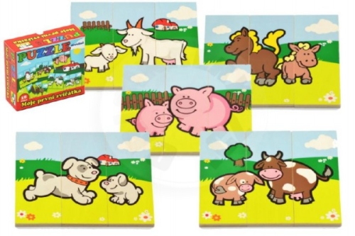Teddies Puzzle My first animals wooden 18 pieces for the smallest in a box 13x11,5x4,5cm 1