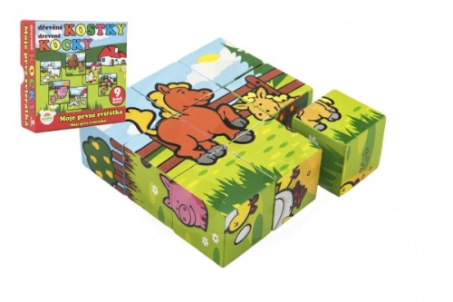 Teddies Cubes cubes My first animals wood 9x9x3cm 9pcs in a box 11x11x6cm 12m + MPZ
