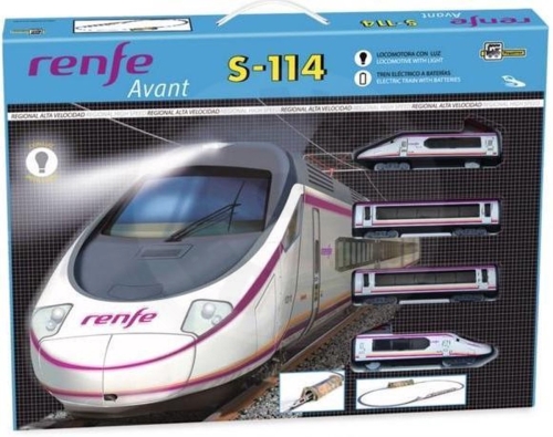 Pequetren vysokorychlostní vlak Renfe Avant S-114 s horským tunelem