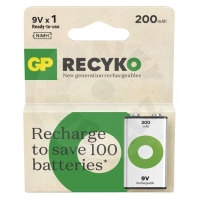 GP Recyko 200, 1ks 9V nabíjecí baterie GP Recyko 200, 1ks 9V nabíjecí baterie