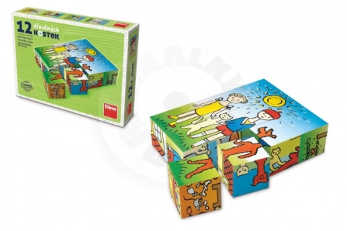 TOPA Cubes cubes Dog and cat wood 12pcs in a box 16x12x4cm
