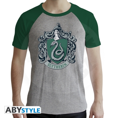 HARRY POTTER - Tshirt "Slytherin" man SS grey & green - premium L_(1)