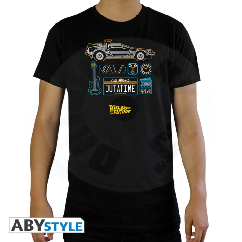 BACK TO THE FUTURE - Tshirt "DeLorean" man SS black - basic S_(1)