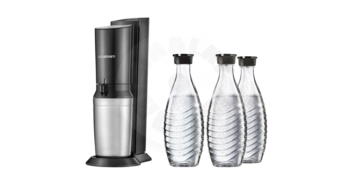 SodaStream Crystal + 3 ks skleněných lahví - černá