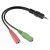 Cablexpert Redukce 2x F 3,5mm jack na 1x M 3,5mm 4pin jack (pro sluchátka do NTB) - černá Cablexpert Redukce 2x F 3,5mm jack na 1x M 3,5mm 4pin jack (pro sluchátka do NTB) - černá