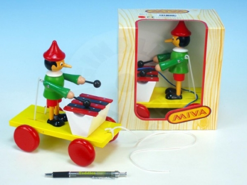 Miva Pinocchio with xylophone pulling wood 20cm in a box