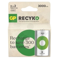 GP Recyko+ přednabité baterie, HR20 (D), 3000 mAh 2 ks