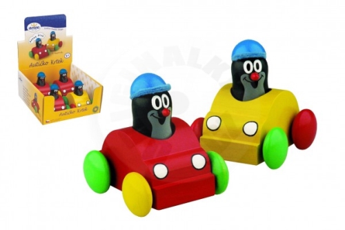 Detoa Whistling mole in a toy car wood 7cm 2 colors 4pcs in a box from 12 months