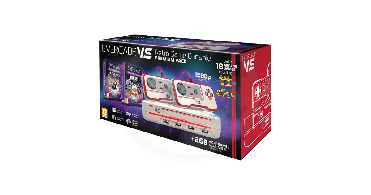 Console videogioco EVERCADE Vs Premium 2 Controller + 2 Cartucce White e  Red 1068217