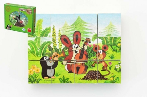 Dino Cubes cubes Mole and friends wood 12pcs in a box 22x17x4cm