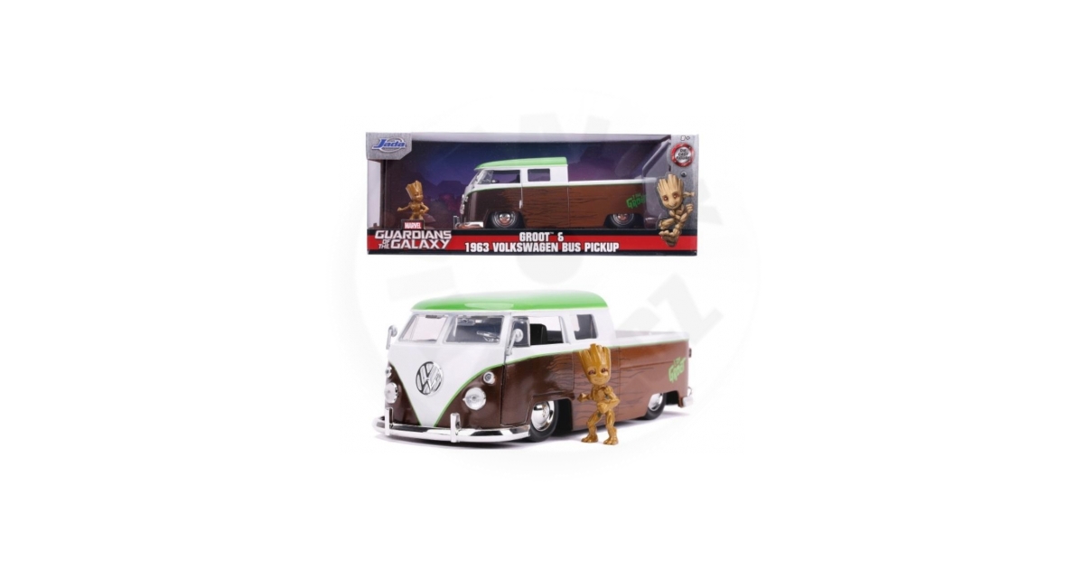 Jada Toys Marvel Groot & 1963 Volkswagen Bus Pickup Car