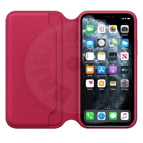 Apple iPhone 11 Pro otevírací kožený kryt - červená