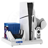 iPega P5S028 All-In-One nabíjecí stojánek s chlazením pro PS5/Slim/Pro - bílá (PS5)