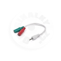Cablexpert Redukce 2x F 3,5mm jack na 1x M 3,5mm 4pin jack (pro sluchátka do NTB) - bílá
