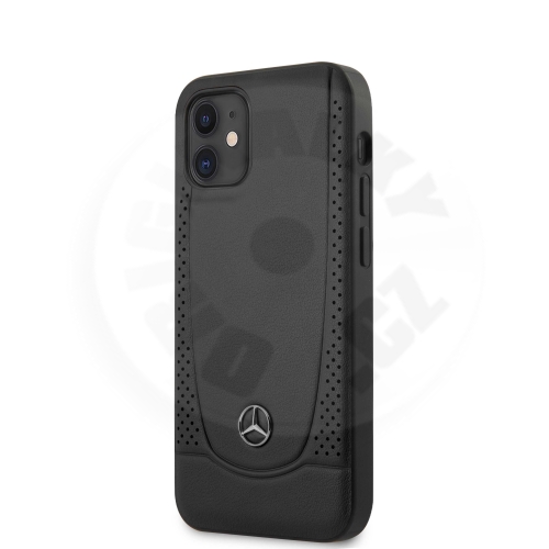 Mercedes perforované kožené pouzdro pro Apple iPhone 12 Mini - černá