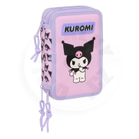 Penál Hello Kitty KUROMI  3 patra - vybavený 37 ks