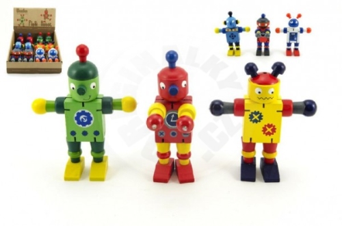 Teddies Robot wood 12cm 6 types 12pcs in a box from 18 months