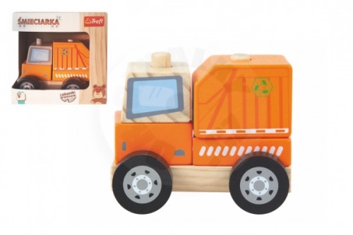 Trefl Garbage truck wooden folding toy 11cm in a box 13x13x9cm 12m +