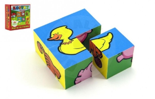 Teddies Cubes cube four-piece My first animals wood 4pcs in a box 8,5x8,5x4cm MPZ