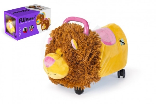 Teddies Bouncer FUNNY WHEELS Rider Ride-On lion 50cm plush pink in a box 49x30x23cm 12m +