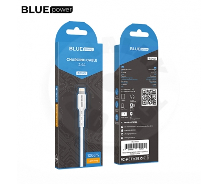 BLUE Power BDU01 - Lightning kabel - 1m, 2.4A - bílá