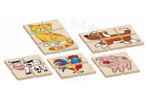 Detoa Wooden double-sided animal puzzle 12 pieces 5 animals in a box 17x12x1.5 cm