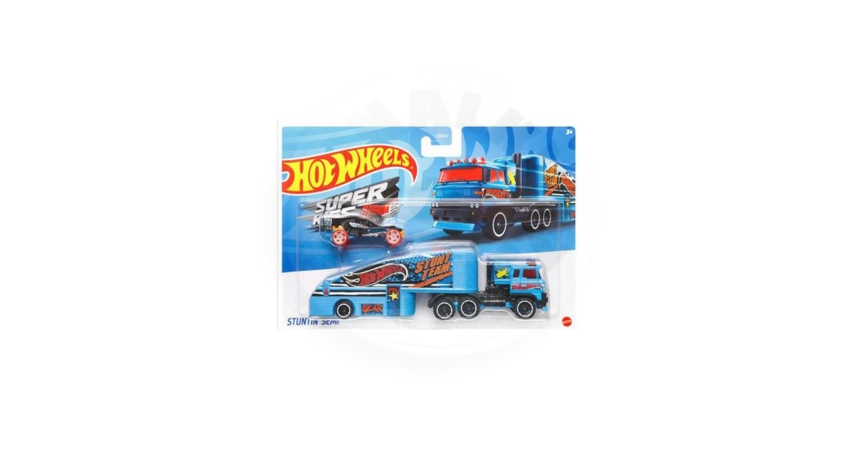 Mattel Hot Wheels Super Rigs Stuntin Semi Modrý