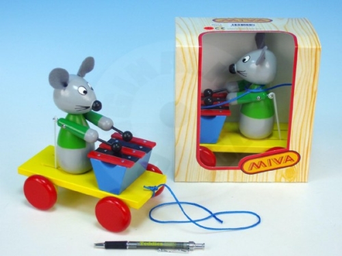 Miva Mouse with xylophone wood pulling 20cm in a box