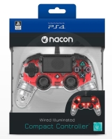 Nacon Drátový ovladač Compact - průhledná červená (PS4) Nacon Drátový ovladač Compact - průhledná červená (PS4)