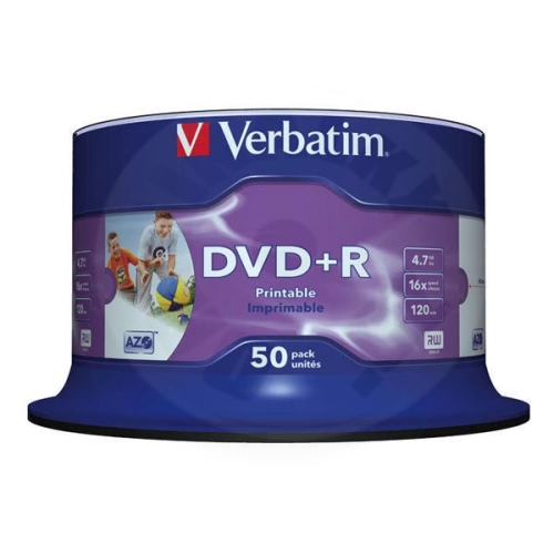 VERBATIM DVD+R(50-Pack)Spindle/Printable/16x/4.7GB/DLP (5127)