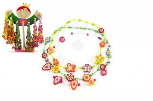Teddies Wood beads 72pcs 20cm on a wooden stand