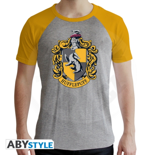 HARRY POTTER - Tshirt "Hufflepuff" man SS grey & yellow XL_(1)