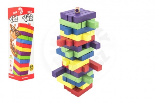 Bonaparte Game wooden tower 60 pcs of colored pieces board game puzzle in a box 7,5x27,5x7